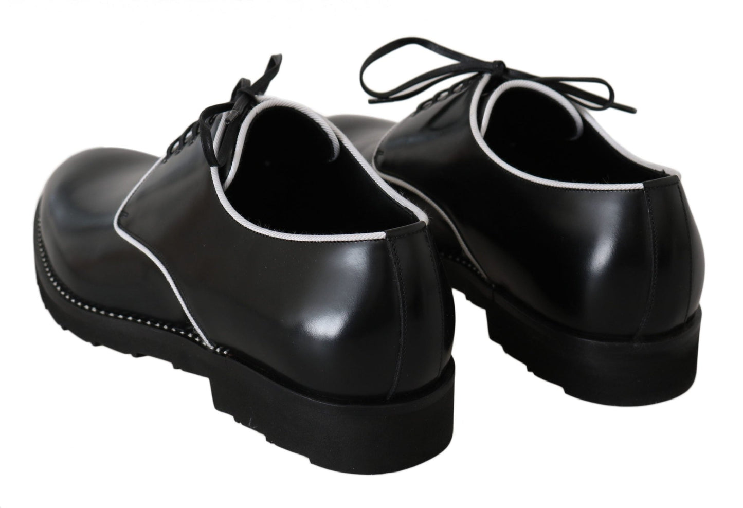 Dolce & Gabbana Elegant Black Leather Derby Dress Shoes - Sandy Store ByNet