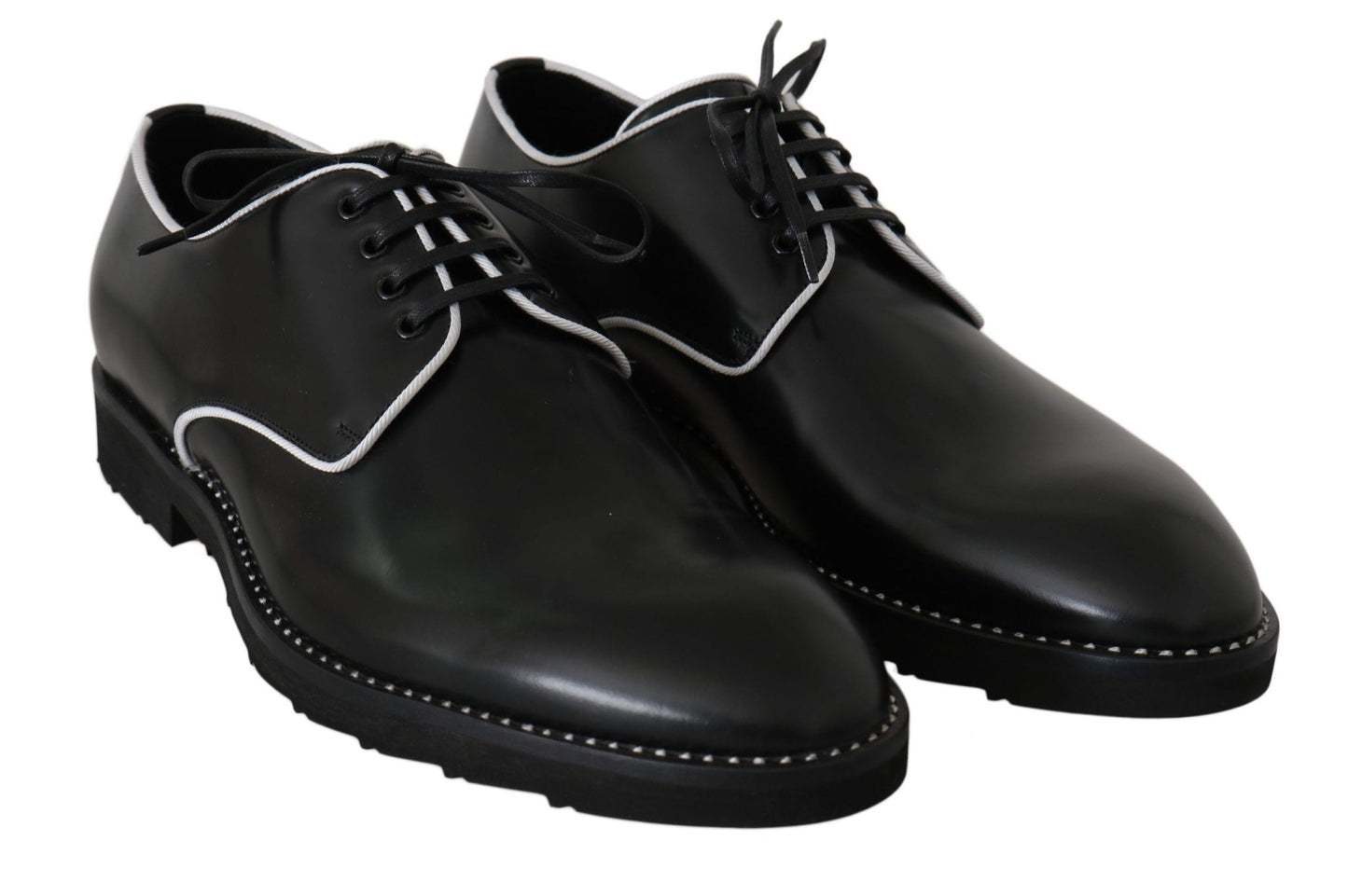 Dolce & Gabbana Elegant Black Leather Derby Dress Shoes - Sandy Store ByNet