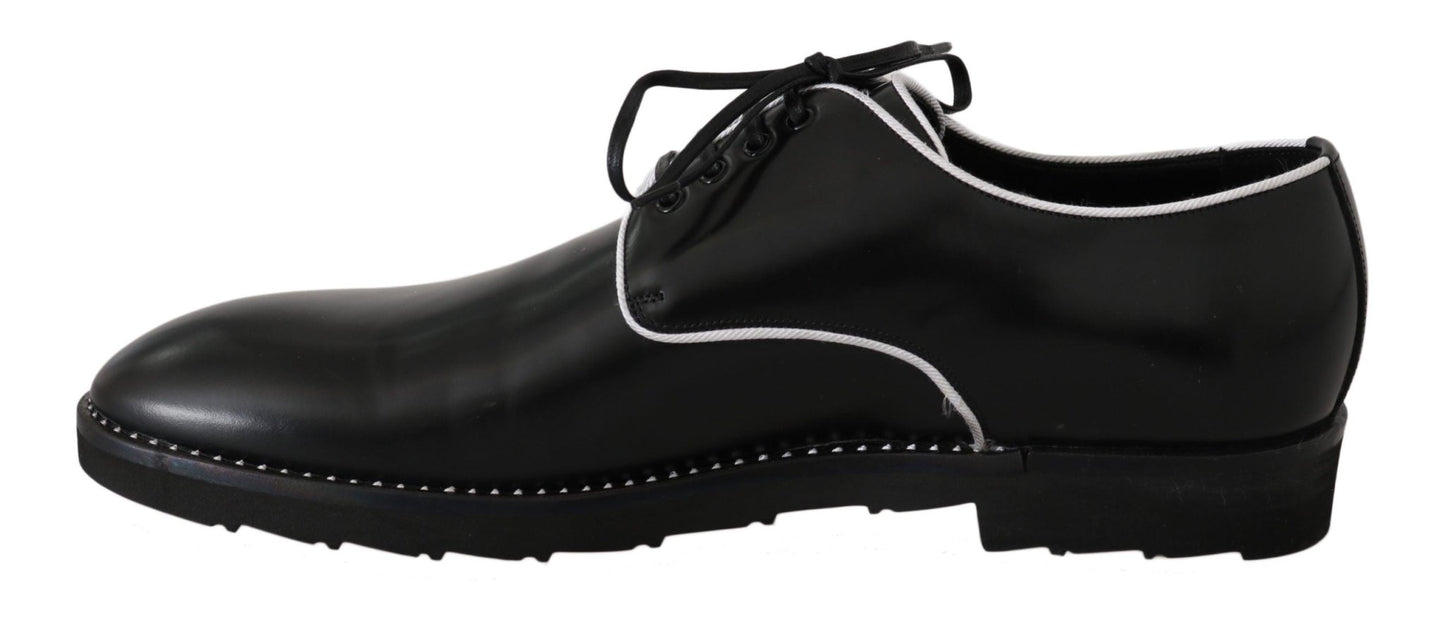 Dolce & Gabbana Elegant Black Leather Derby Dress Shoes - Sandy Store ByNet