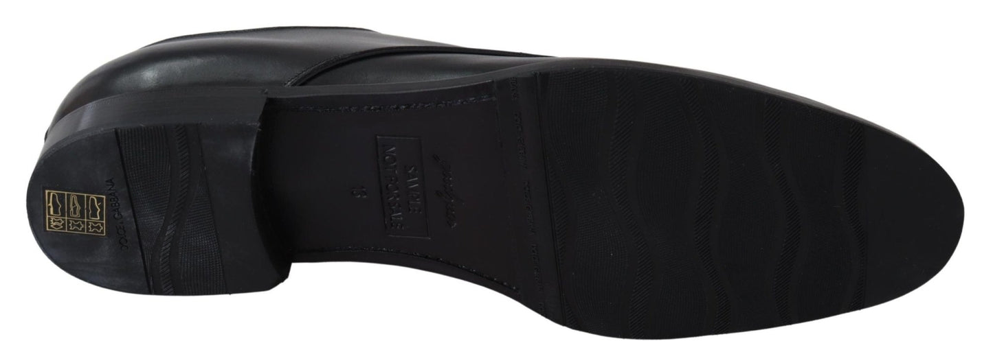 Dolce & Gabbana Elegant Black Leather Derby Dress Shoes - Sandy Store ByNet