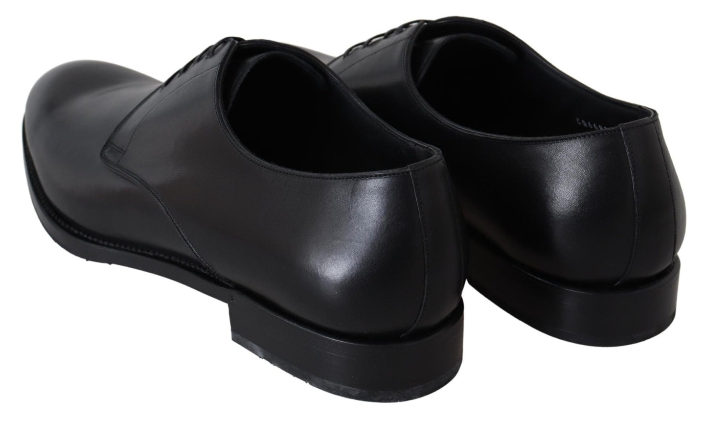 Dolce & Gabbana Elegant Black Leather Derby Dress Shoes - Sandy Store ByNet