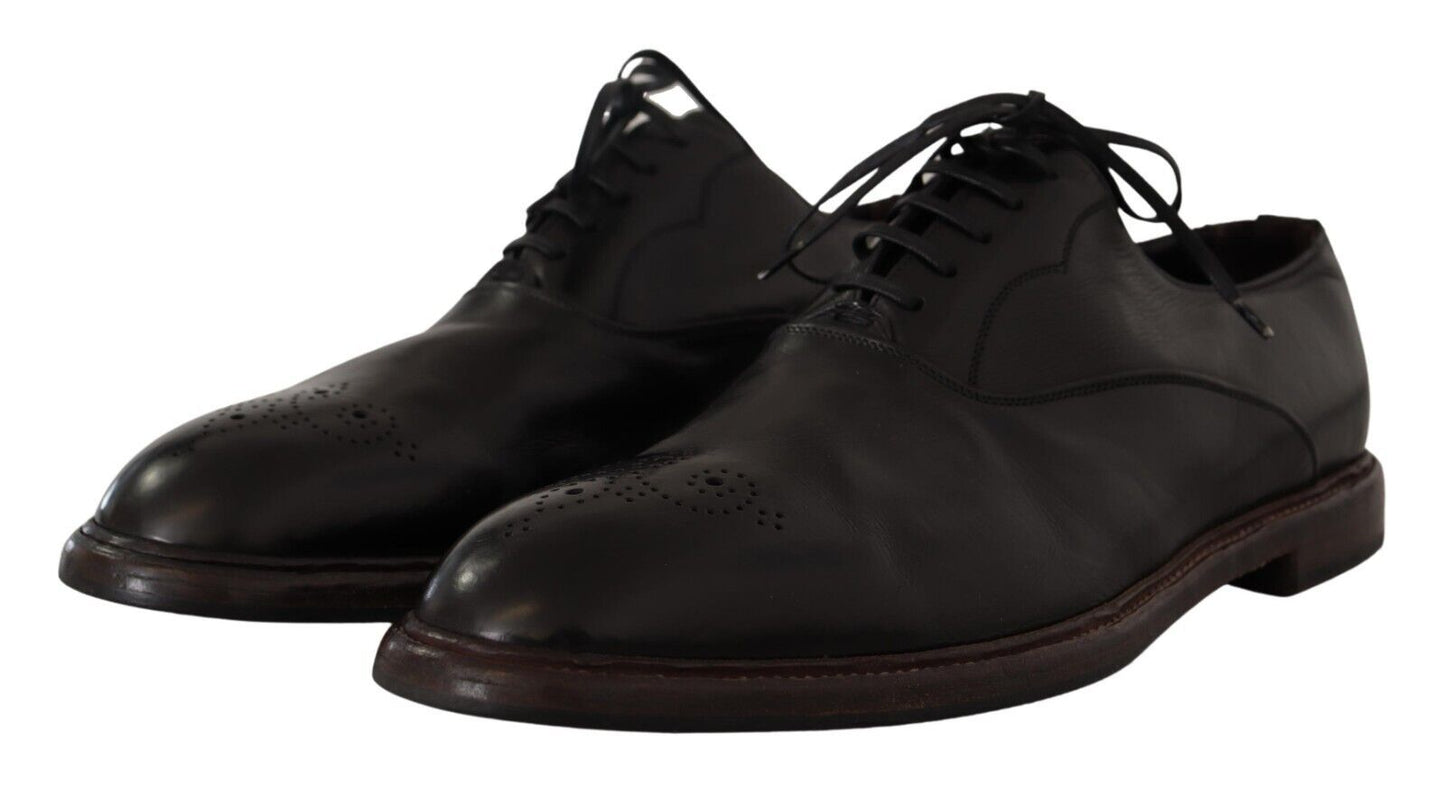 Dolce & Gabbana Elegant Black Leather Derby Formal Shoes - Sandy Store ByNet