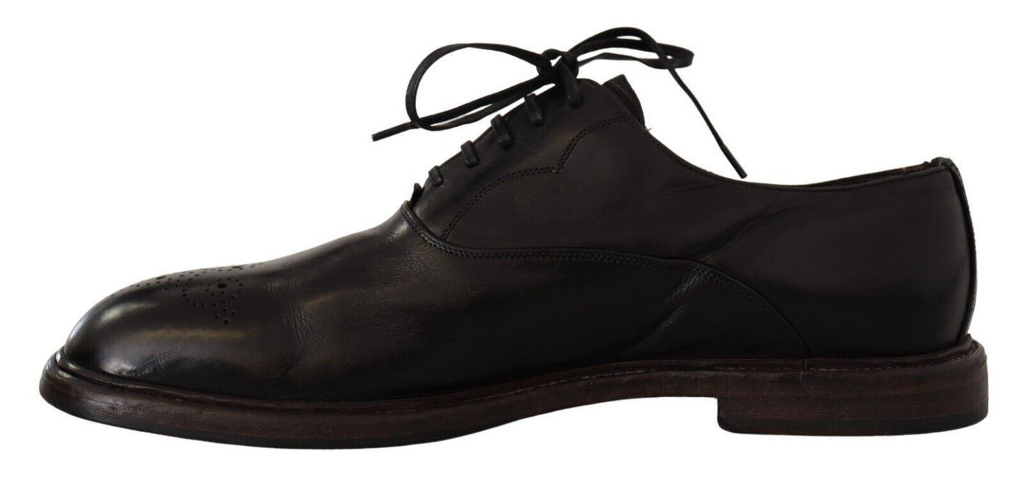 Dolce & Gabbana Elegant Black Leather Derby Formal Shoes - Sandy Store ByNet