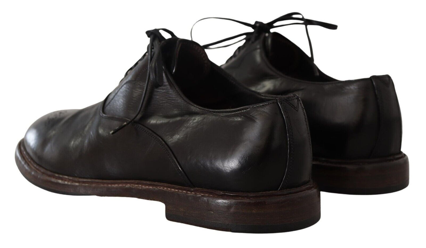 Dolce & Gabbana Elegant Black Leather Derby Formal Shoes - Sandy Store ByNet