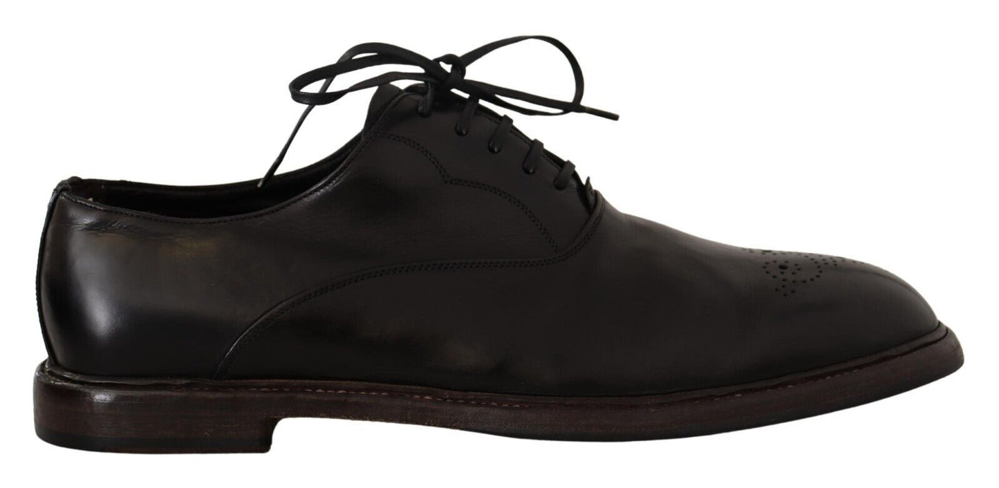 Dolce & Gabbana Elegant Black Leather Derby Formal Shoes - Sandy Store ByNet