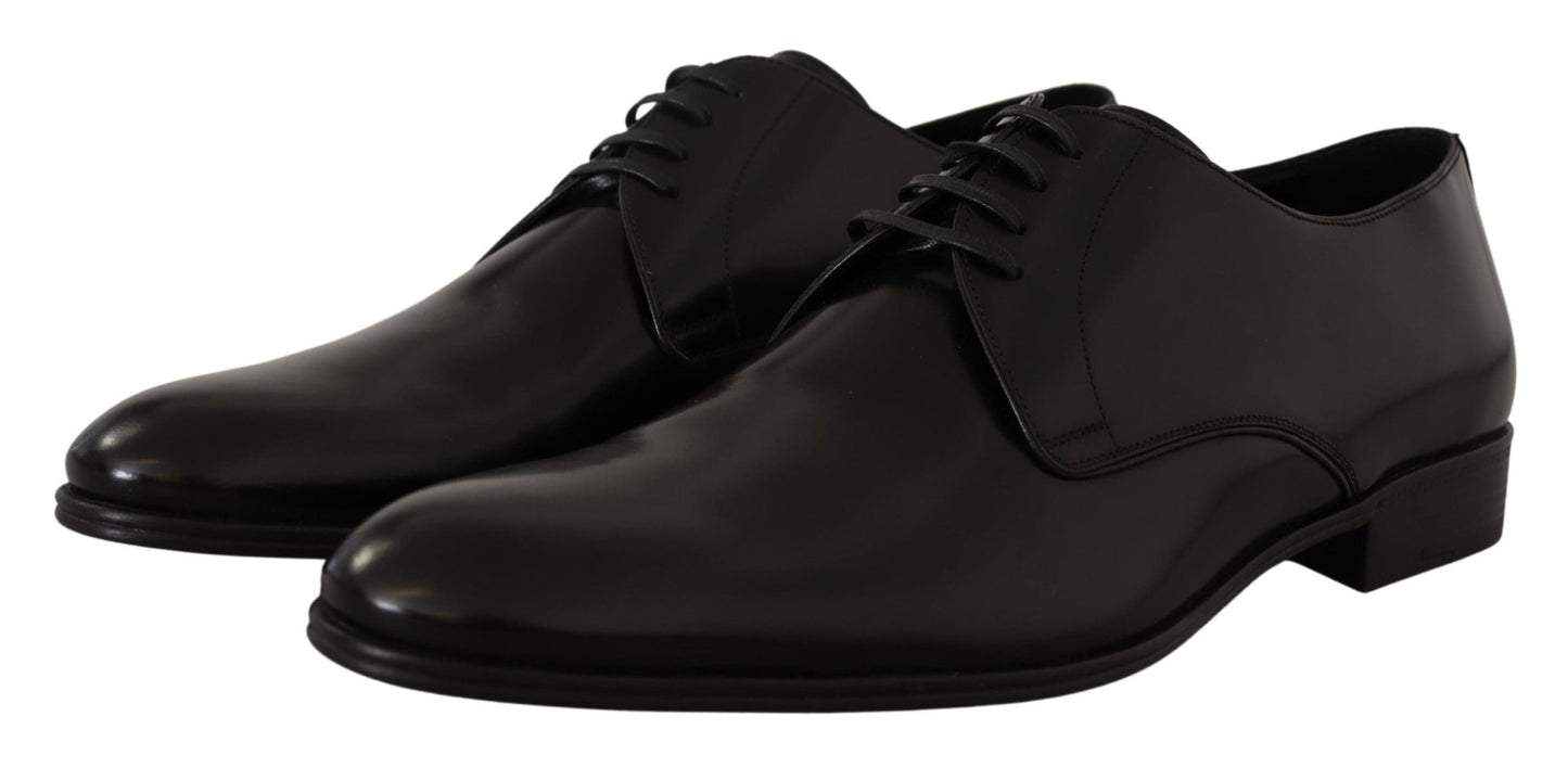 Dolce & Gabbana Elegant Black Leather Derby Shoes - Sandy Store ByNet