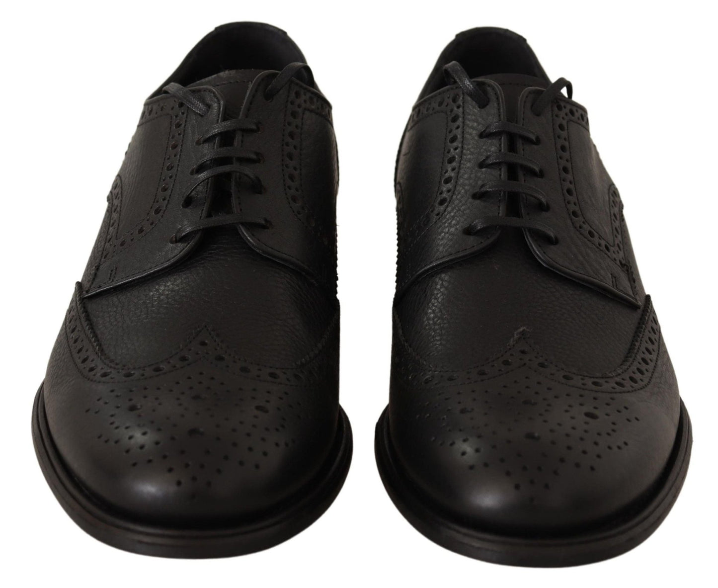 Dolce & Gabbana Elegant Black Leather Derby Wingtip Shoes - Sandy Store ByNet