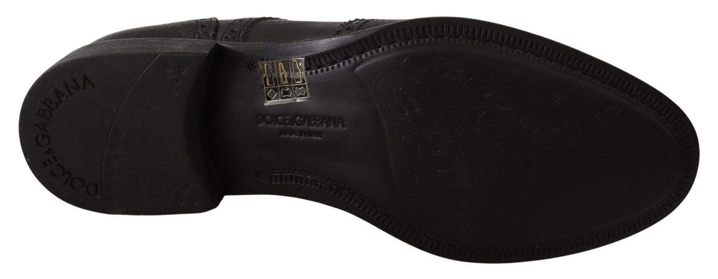 Dolce & Gabbana Elegant Black Leather Derby Wingtip Shoes - Sandy Store ByNet