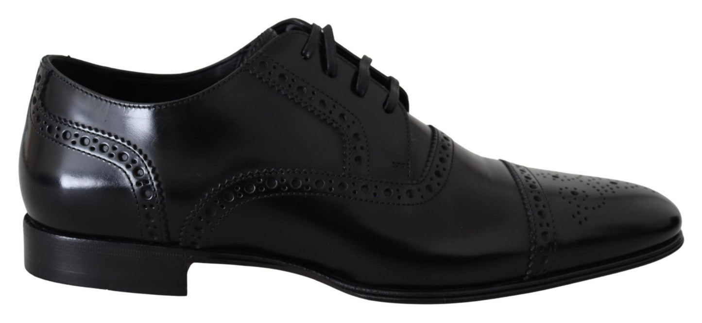 Dolce & Gabbana Elegant Black Leather Formal Derby Shoes - Sandy Store ByNet