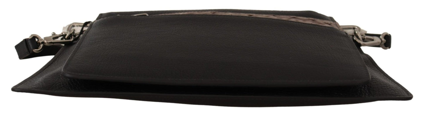 Dolce & Gabbana Elegant Black Leather Sling Shoulder Bag - Sandy Store ByNet
