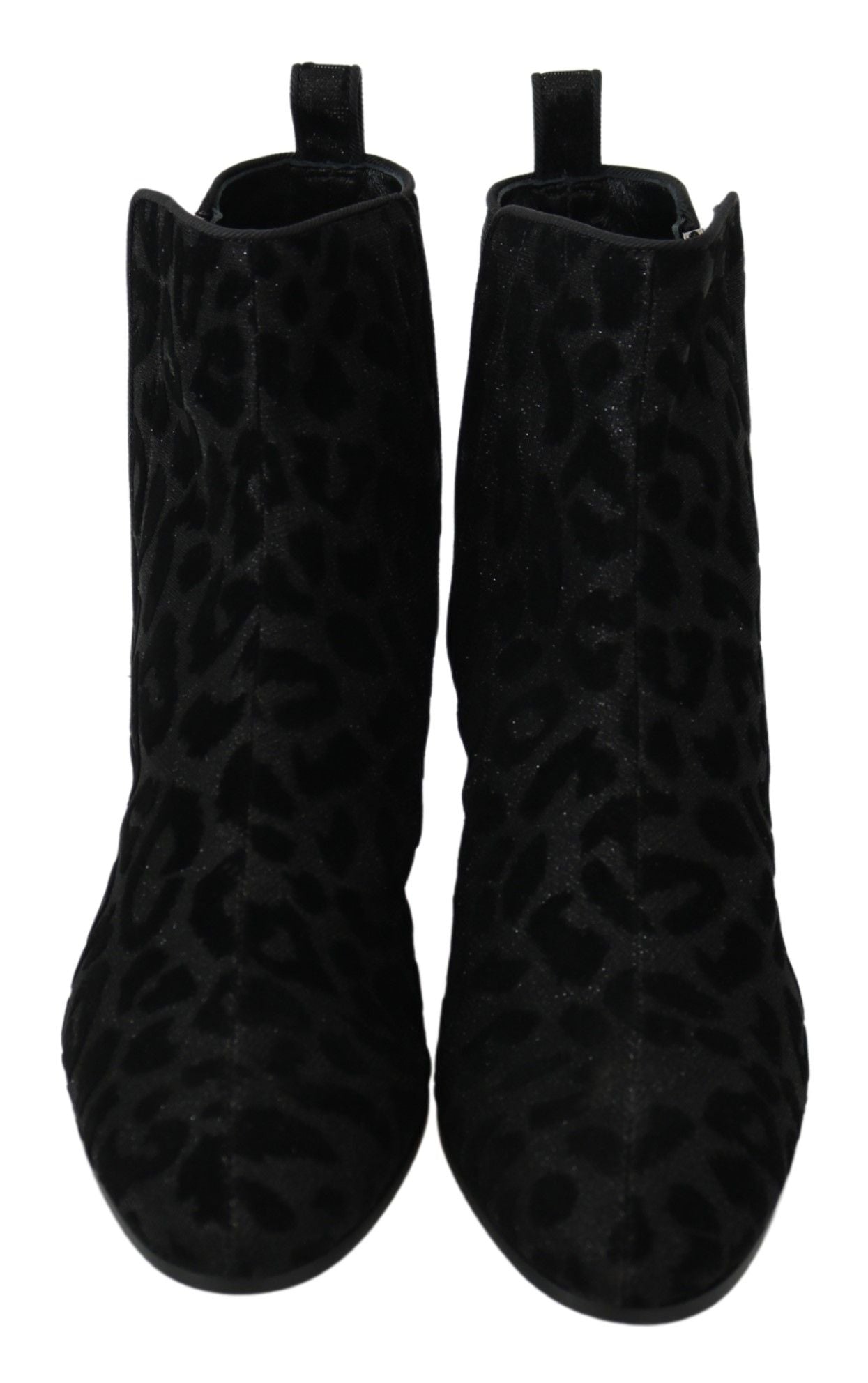 Dolce & Gabbana Elegant Black Leopard Print Short Boots - Sandy Store ByNet