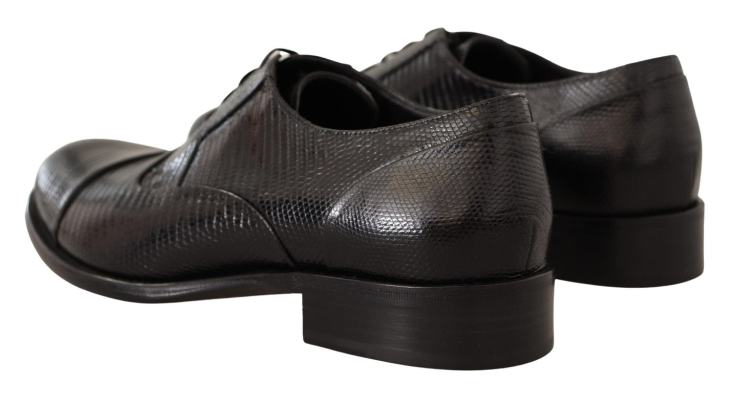 Dolce & Gabbana Elegant Black Lizard Skin Derby Shoes - Sandy Store ByNet