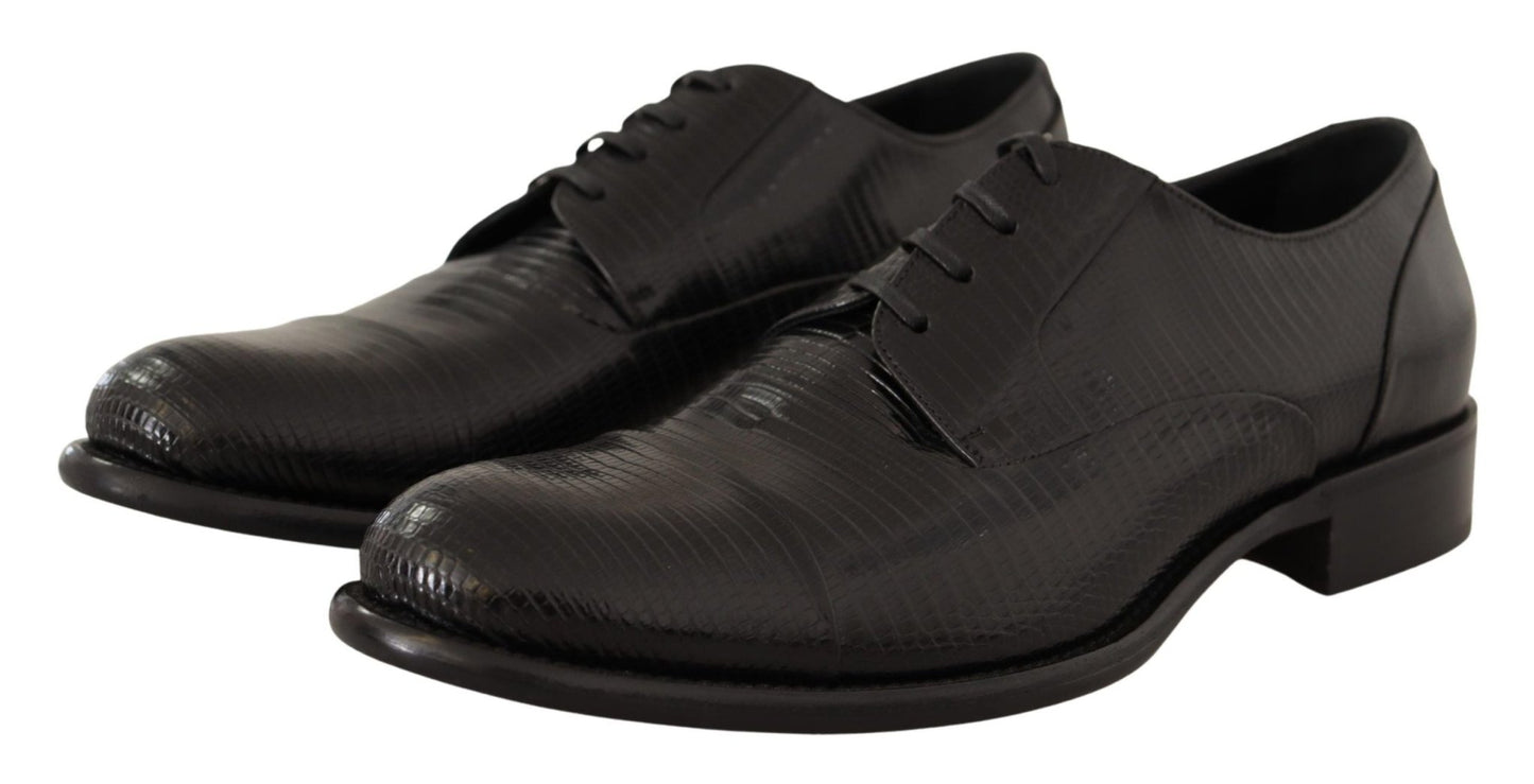 Dolce & Gabbana Elegant Black Lizard Skin Derby Shoes - Sandy Store ByNet