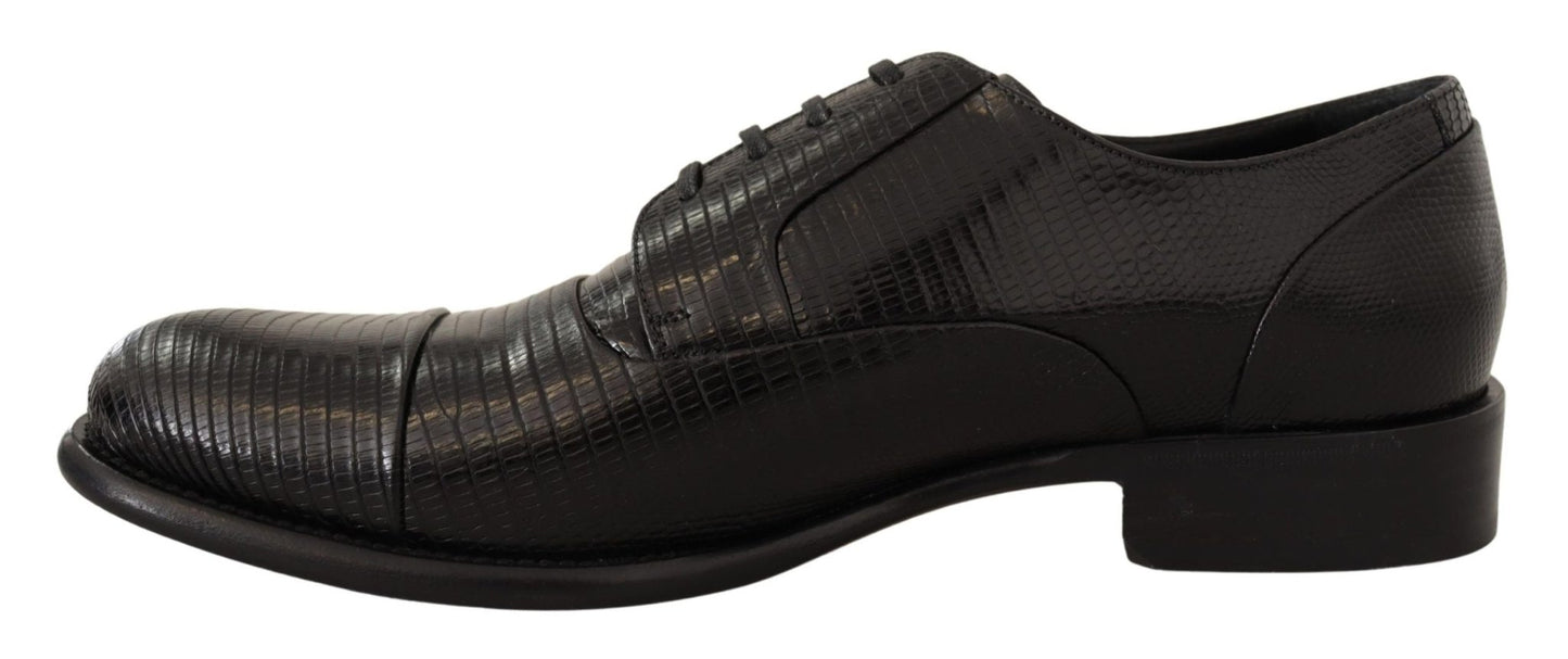 Dolce & Gabbana Elegant Black Lizard Skin Derby Shoes - Sandy Store ByNet