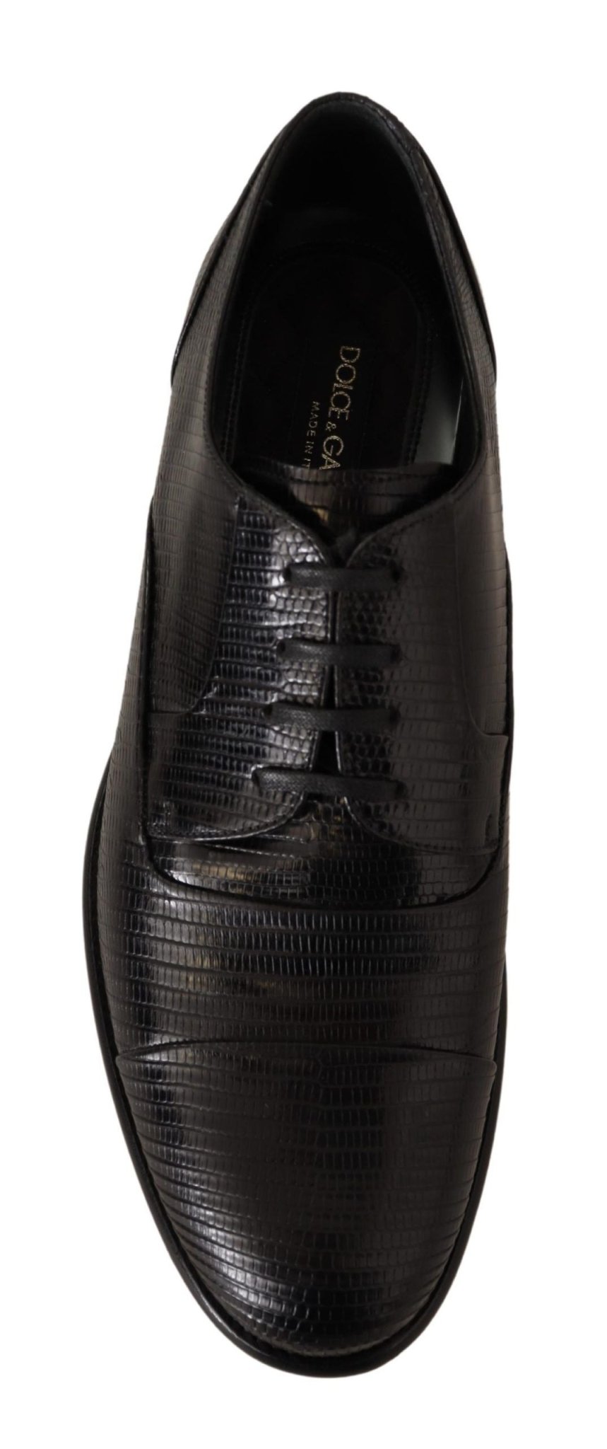 Dolce & Gabbana Elegant Black Lizard Skin Derby Shoes - Sandy Store ByNet