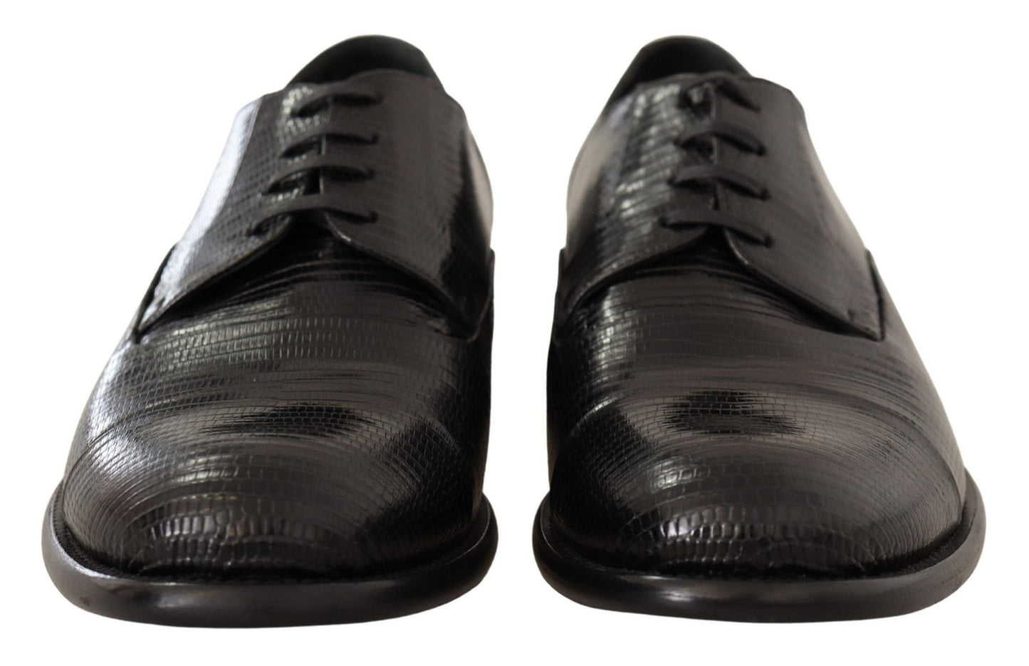 Dolce & Gabbana Elegant Black Lizard Skin Derby Shoes - Sandy Store ByNet