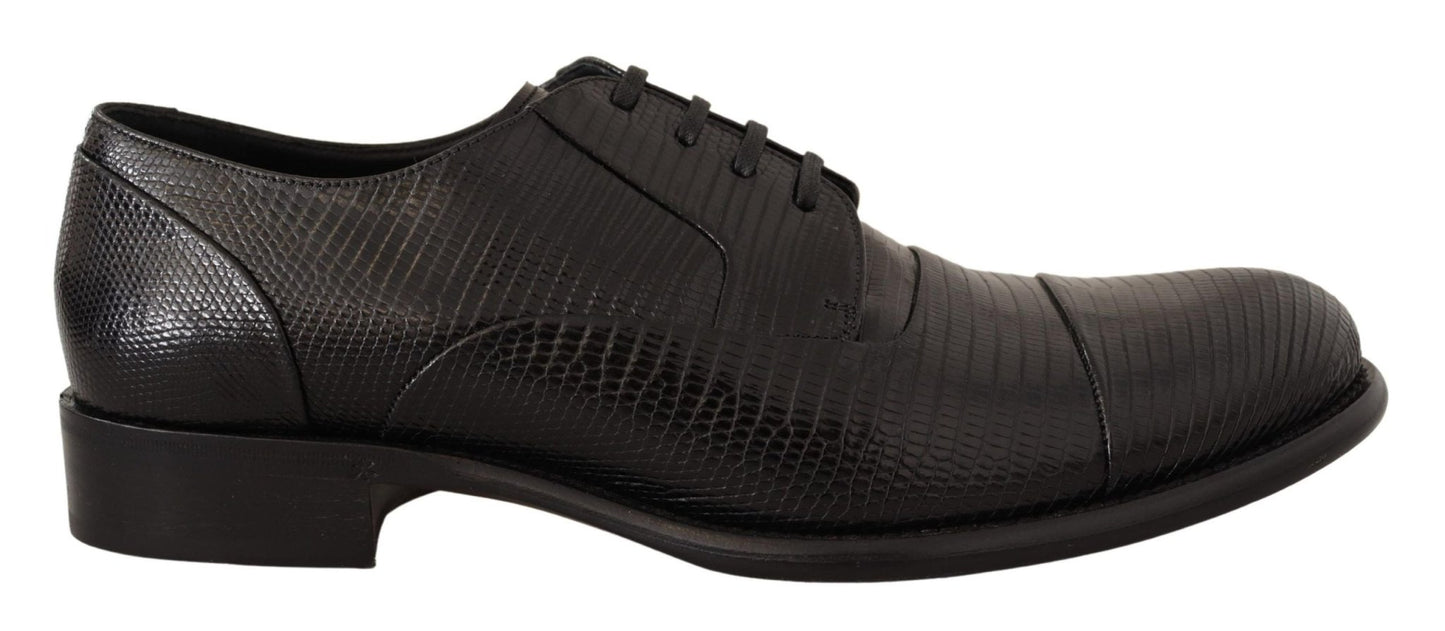 Dolce & Gabbana Elegant Black Lizard Skin Derby Shoes - Sandy Store ByNet