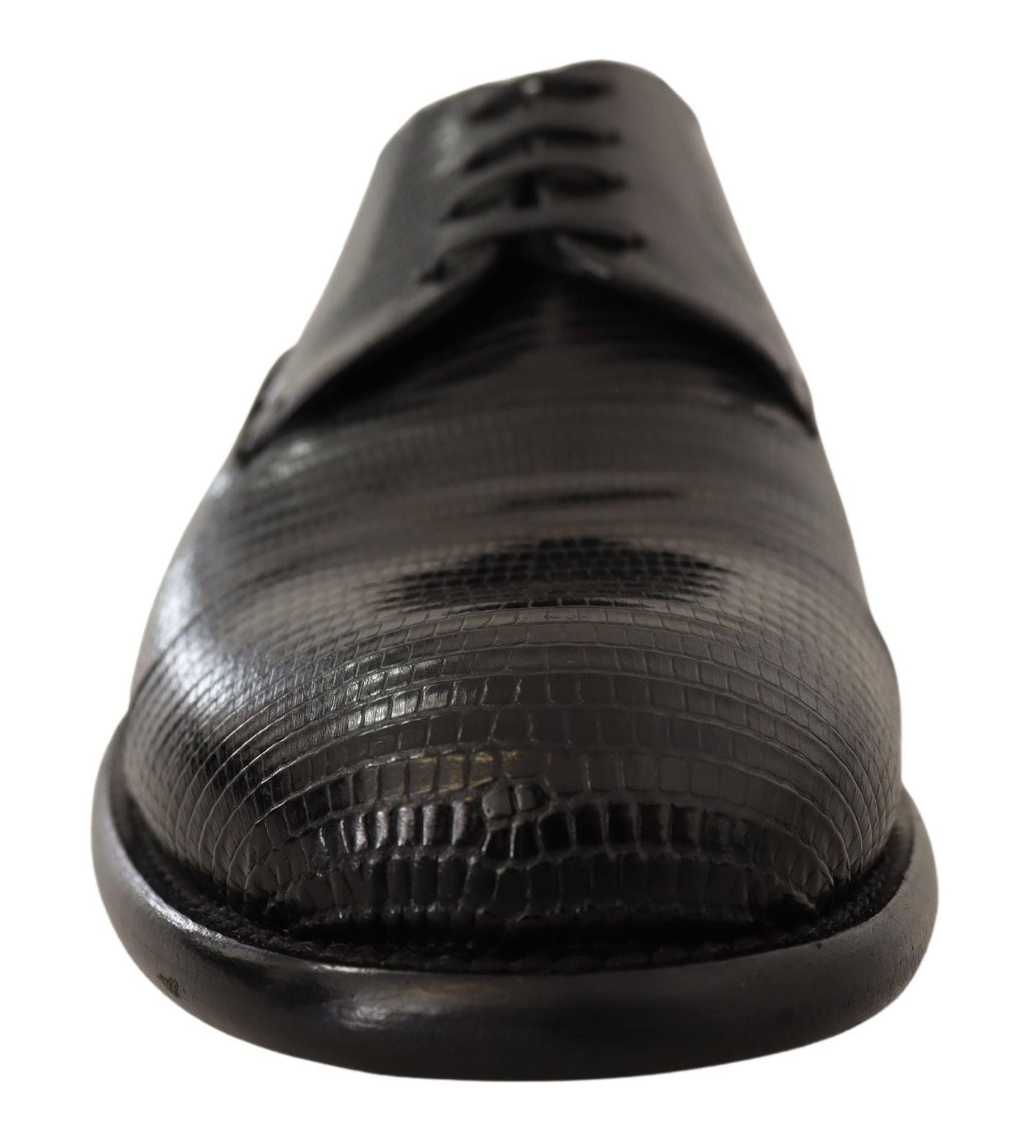 Dolce & Gabbana Elegant Black Lizard Skin Derby Shoes - Sandy Store ByNet