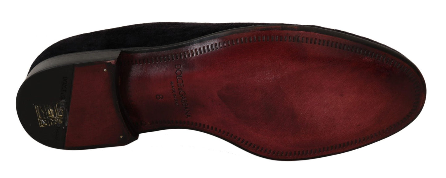 Dolce & Gabbana Elegant Black Loafers with Gold Crown Embroidery - Sandy Store ByNet