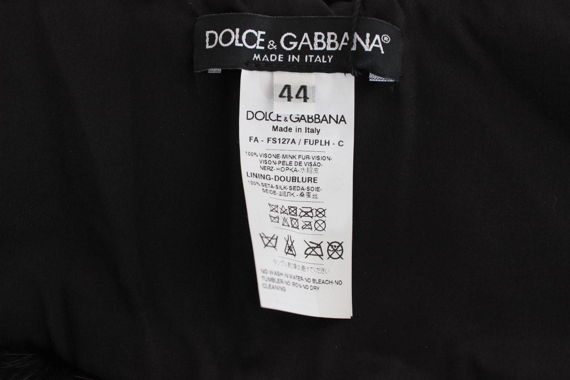 Dolce & Gabbana Elegant Black Mink Fur Shoulder Wrap Scarf - Sandy Store ByNet