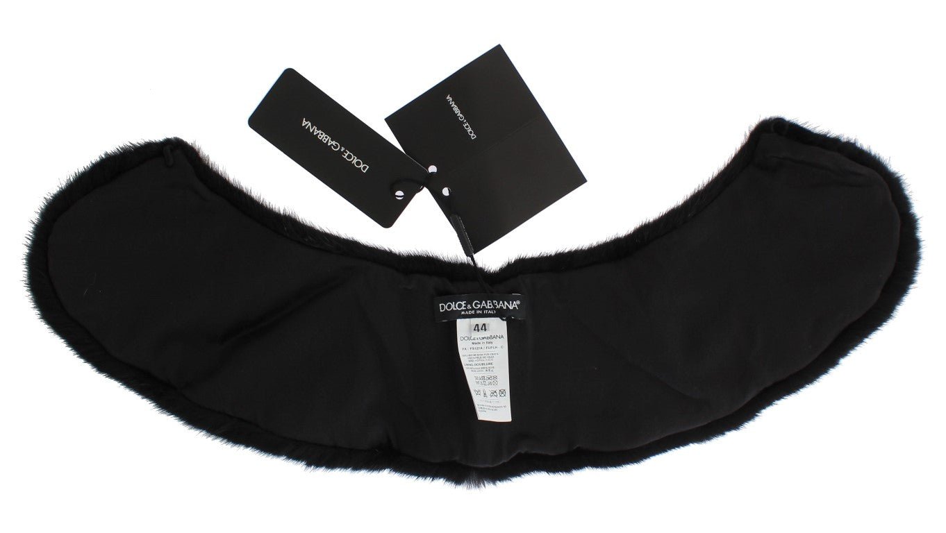 Dolce & Gabbana Elegant Black Mink Fur Shoulder Wrap Scarf - Sandy Store ByNet