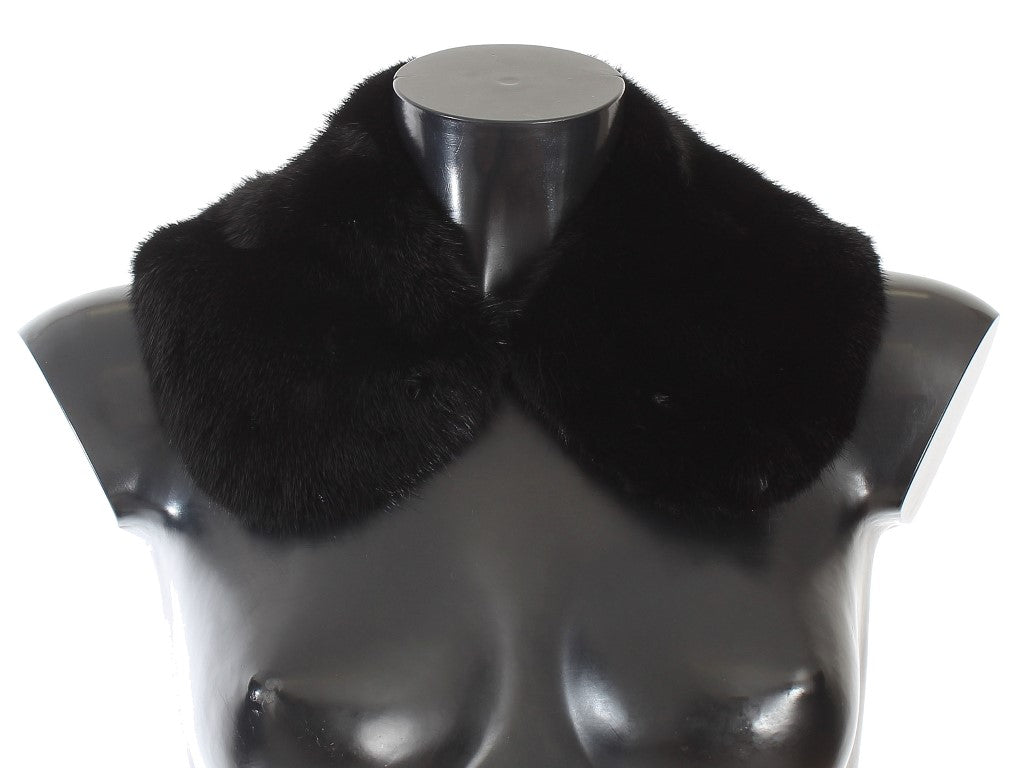 Dolce & Gabbana Elegant Black Mink Fur Shoulder Wrap Scarf - Sandy Store ByNet
