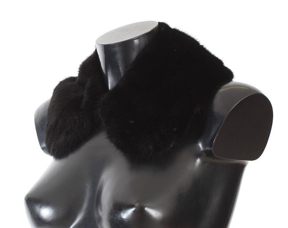 Dolce & Gabbana Elegant Black Mink Fur Shoulder Wrap Scarf - Sandy Store ByNet