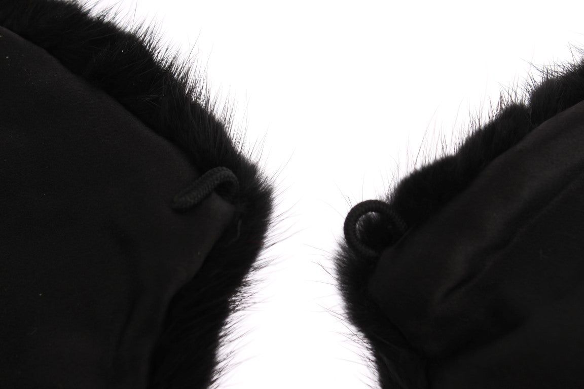 Dolce & Gabbana Elegant Black Mink Fur Shoulder Wrap Scarf - Sandy Store ByNet