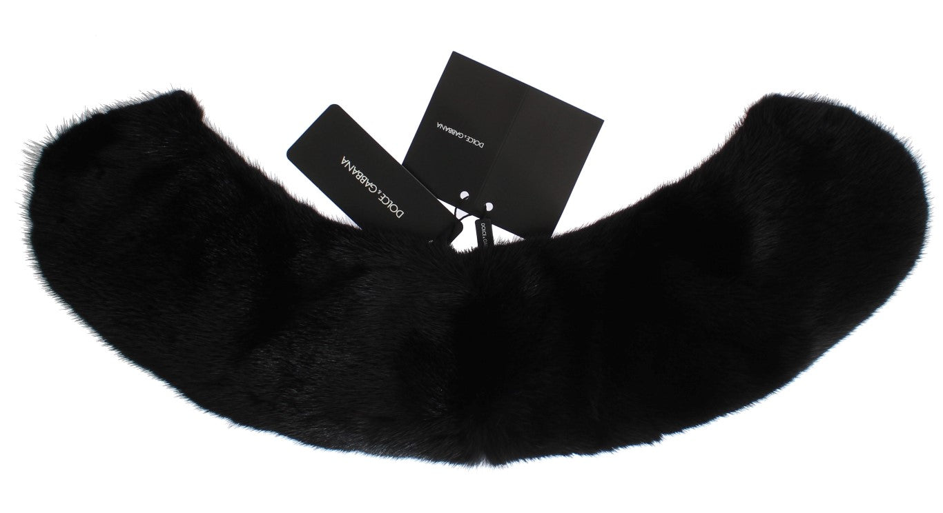 Dolce & Gabbana Elegant Black Mink Fur Shoulder Wrap Scarf - Sandy Store ByNet