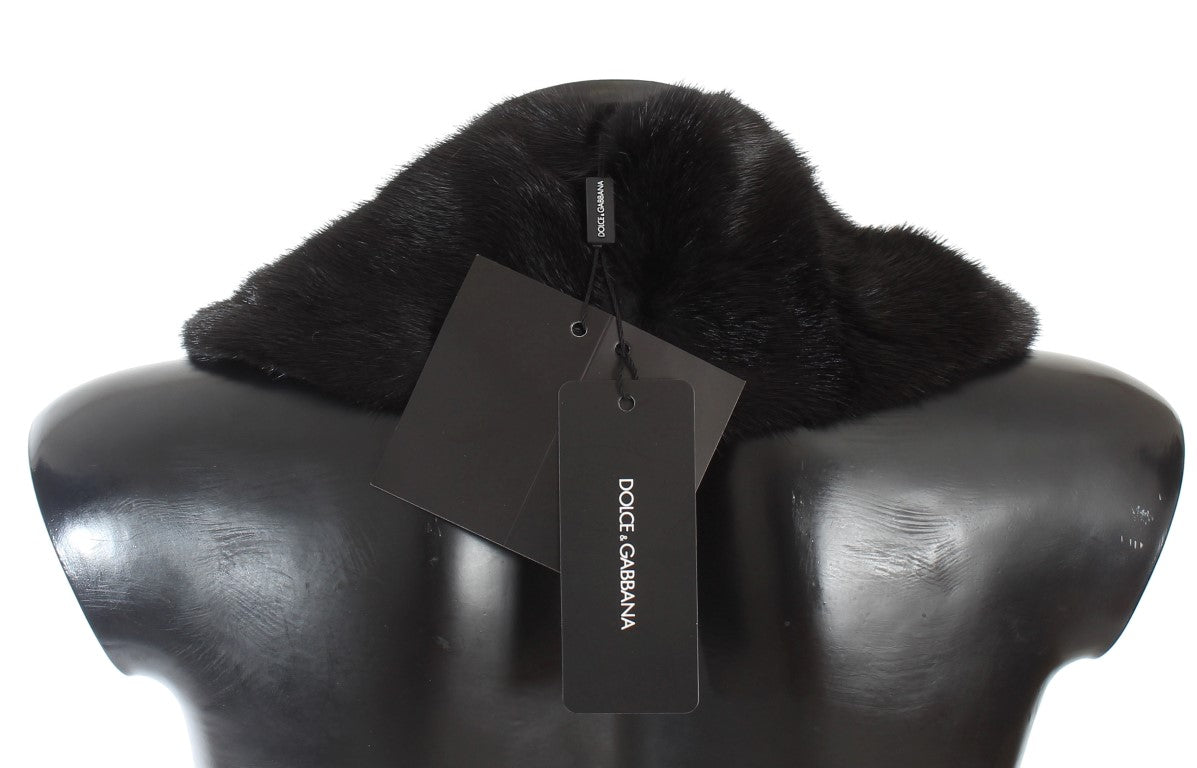 Dolce & Gabbana Elegant Black Mink Fur Shoulder Wrap Scarf - Sandy Store ByNet