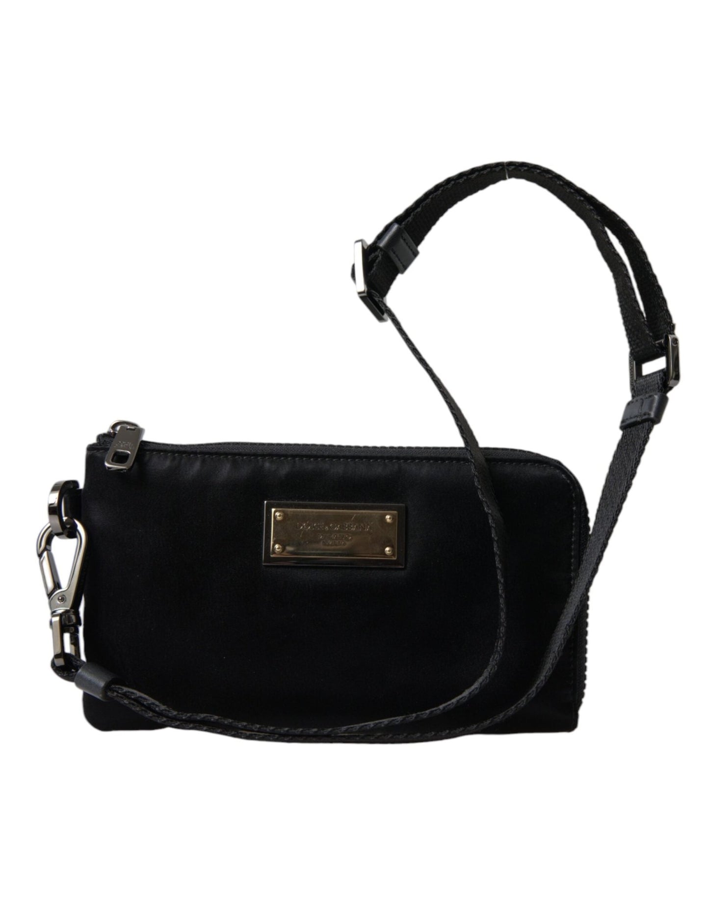 Dolce & Gabbana Elegant Black Nylon & Leather Pouch - Sandy Store ByNet