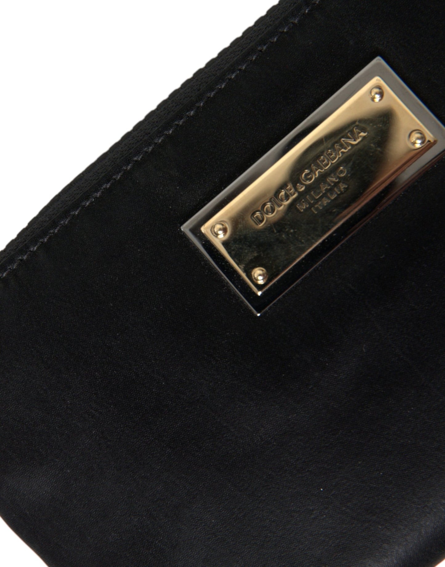 Dolce & Gabbana Elegant Black Nylon & Leather Pouch - Sandy Store ByNet