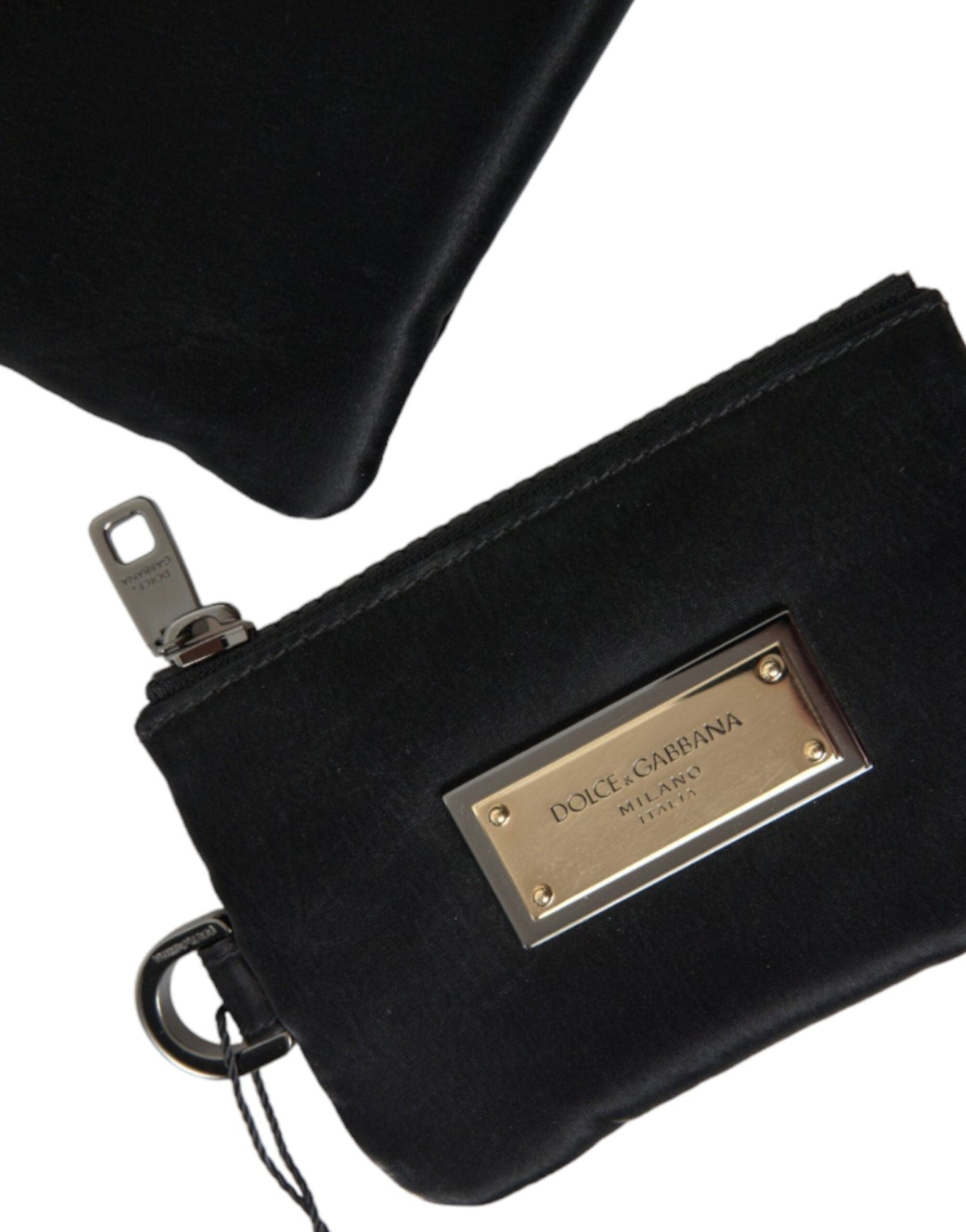 Dolce & Gabbana Elegant Black Nylon & Leather Pouch - Sandy Store ByNet