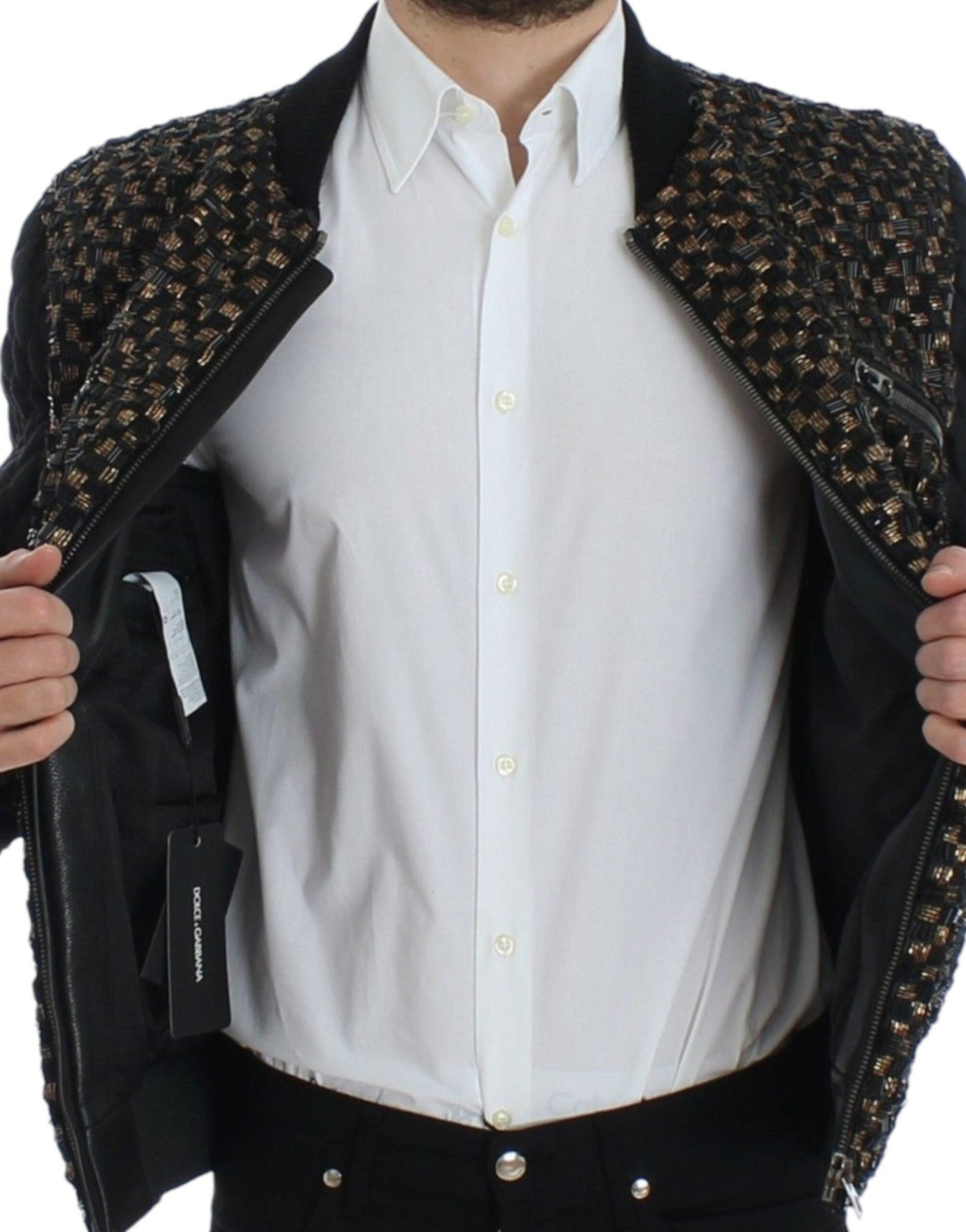 Dolce & Gabbana Elegant Black Sequined Designer Jacket - Sandy Store ByNet