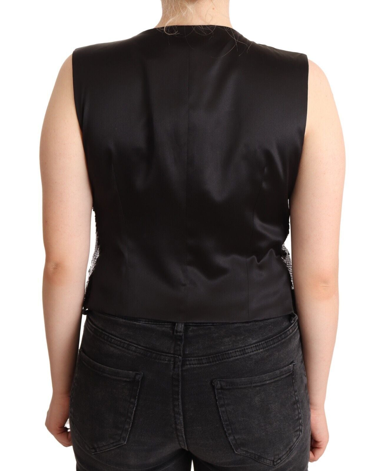 Dolce & Gabbana Elegant Black Sequined Sleeveless Vest Top - Sandy Store ByNet