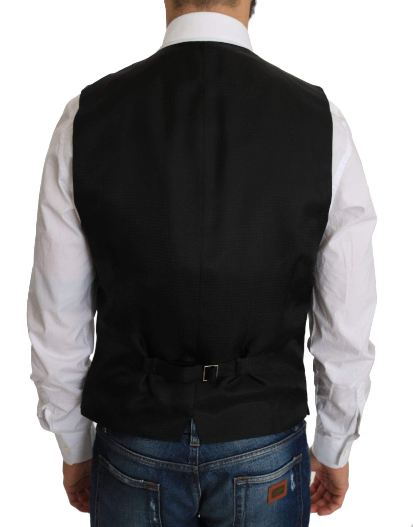 Dolce & Gabbana Elegant Black Silk Blend Formal Vest - Sandy Store ByNet