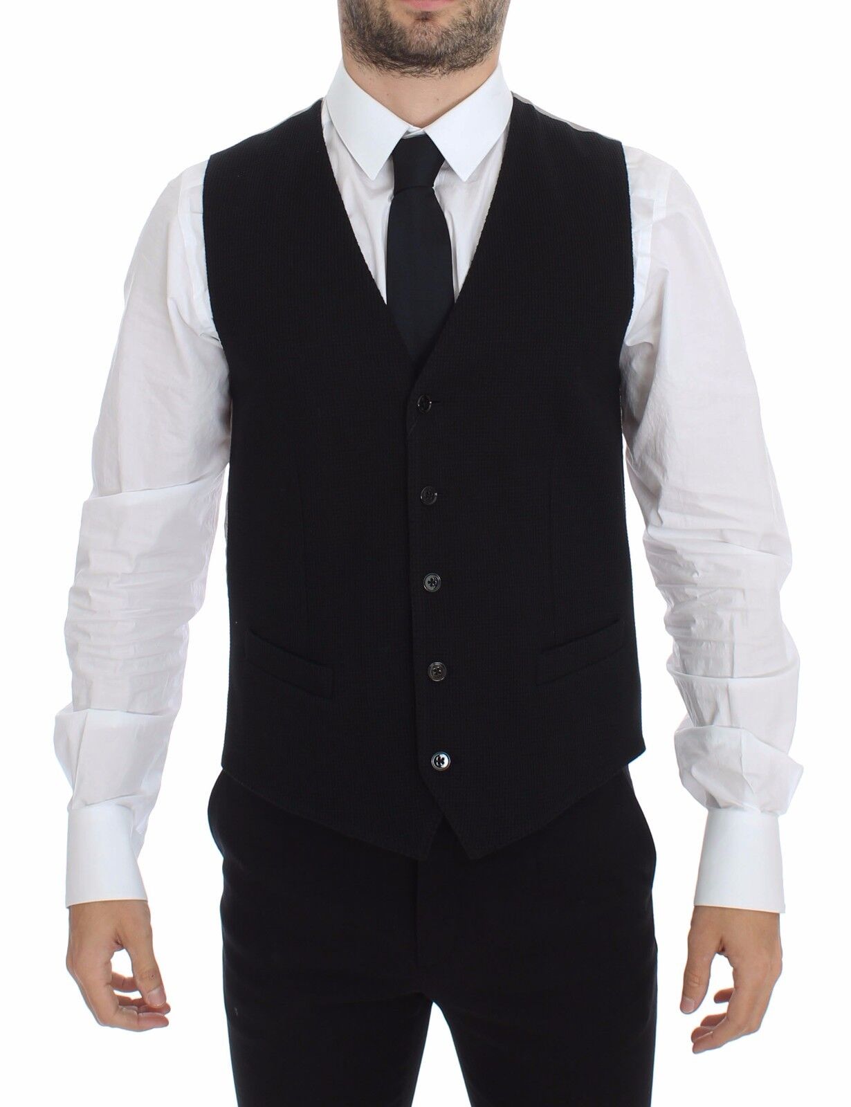 Dolce & Gabbana Elegant Black Silk Dress Vest - Sandy Store ByNet