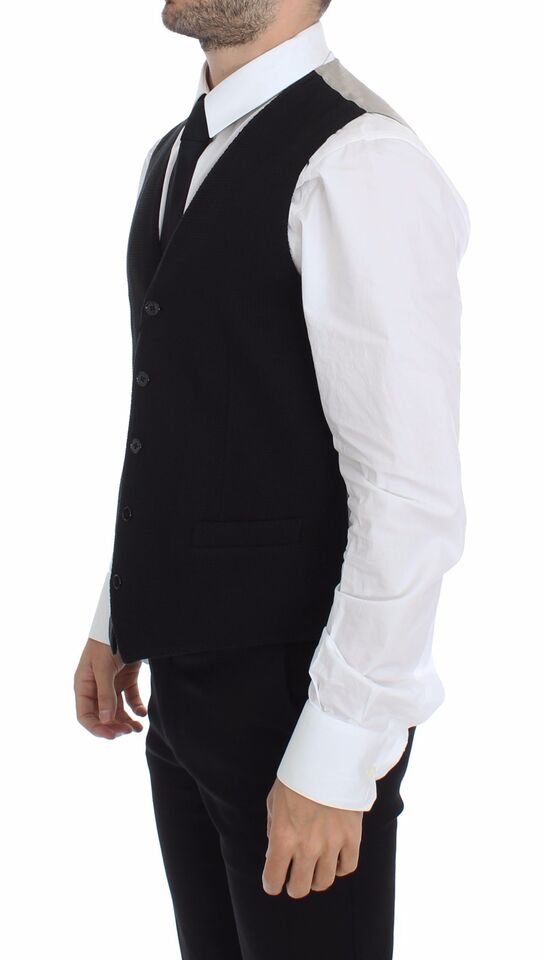 Dolce & Gabbana Elegant Black Silk Dress Vest - Sandy Store ByNet