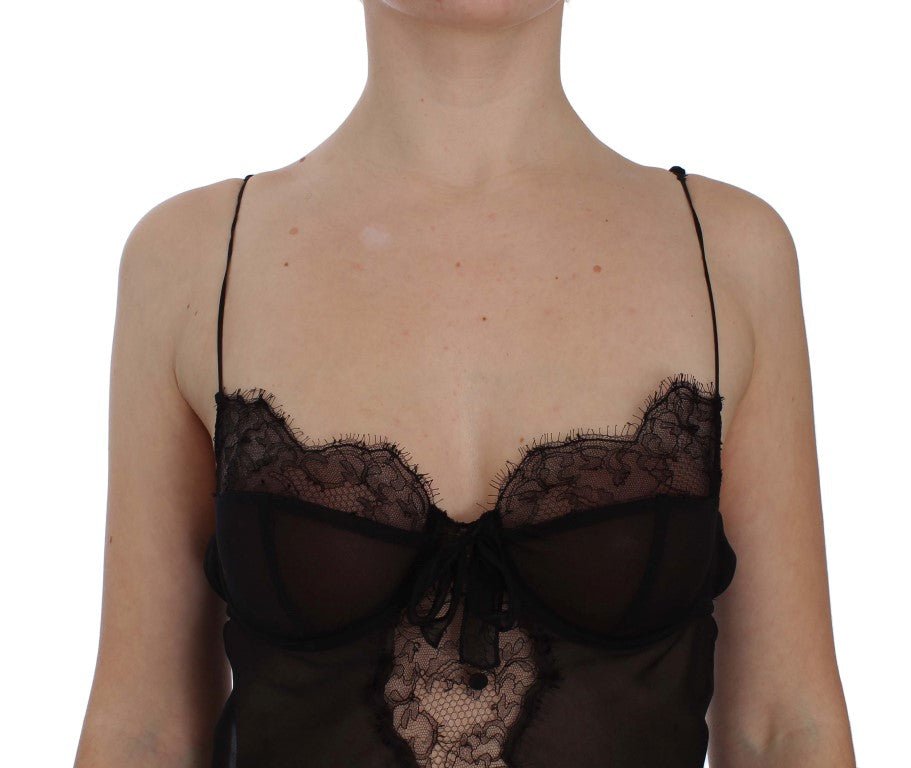 Dolce & Gabbana Elegant Black Silk Lace Lingerie Chemise - Sandy Store ByNet
