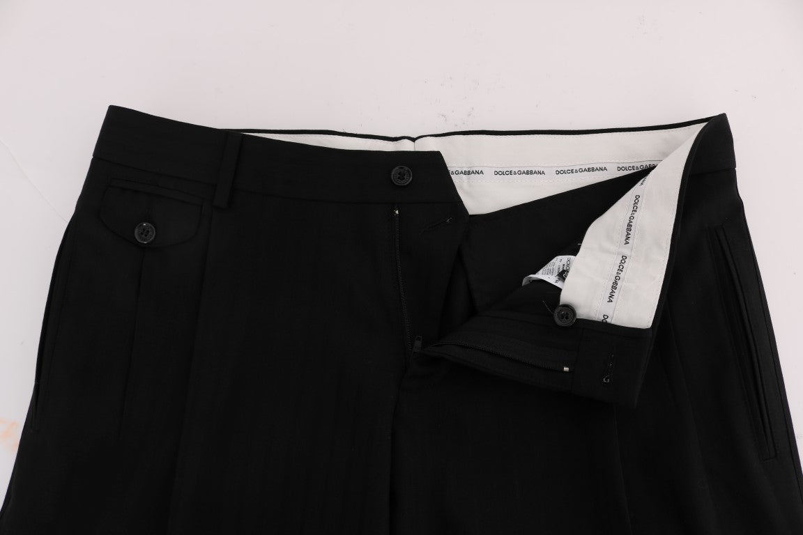Dolce & Gabbana Elegant Black Striped Straight Fit Dress Pants - Sandy Store ByNet