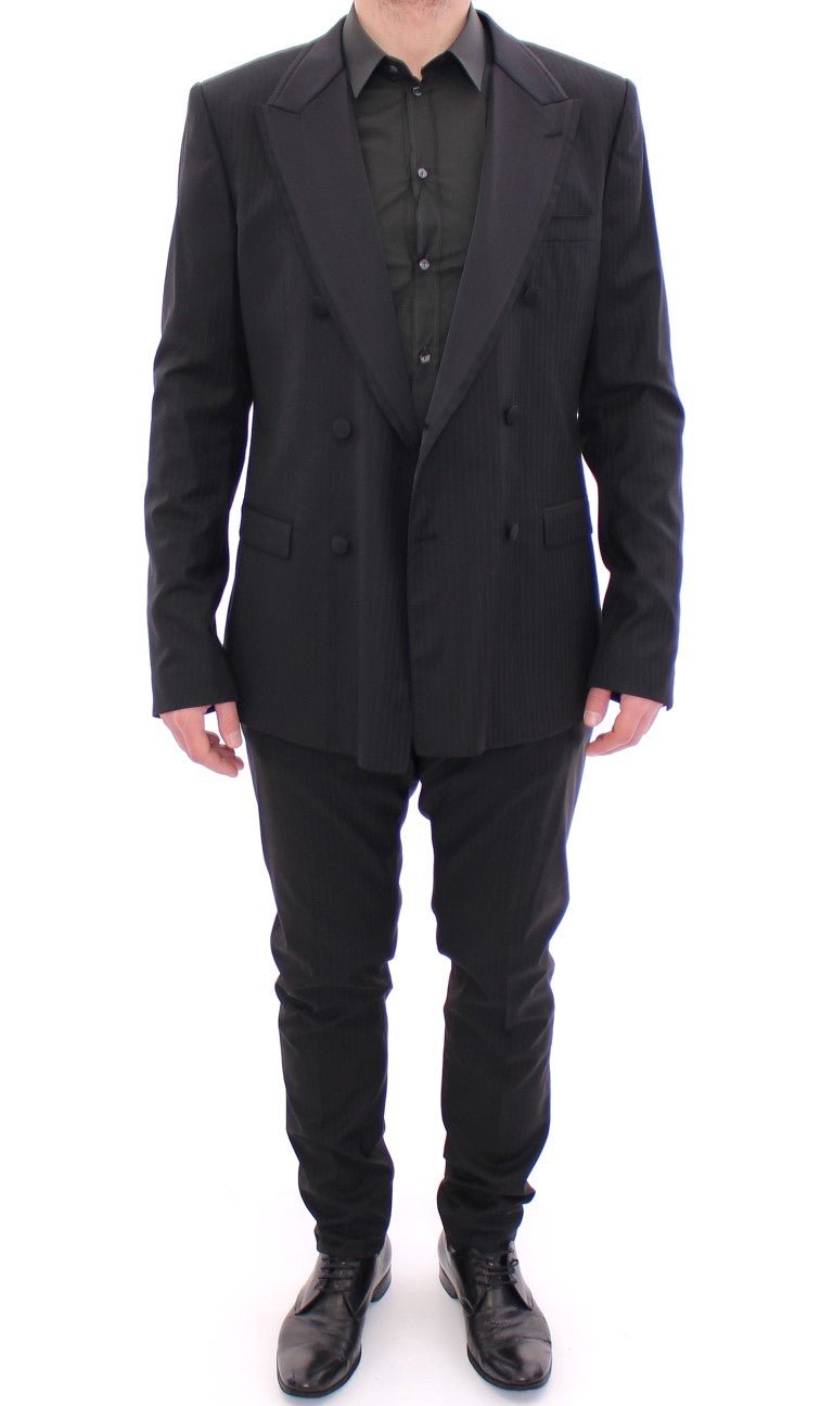 Dolce & Gabbana Elegant Black Striped Wool - Silk Blend Suit - Sandy Store ByNet
