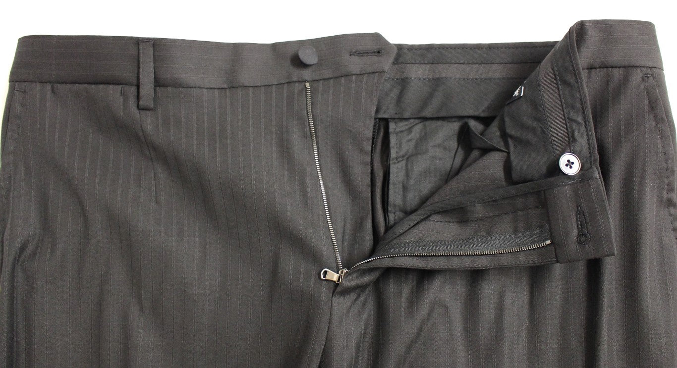 Dolce & Gabbana Elegant Black Striped Wool - Silk Blend Suit - Sandy Store ByNet