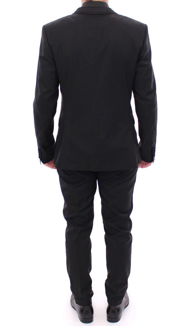 Dolce & Gabbana Elegant Black Striped Wool - Silk Blend Suit - Sandy Store ByNet