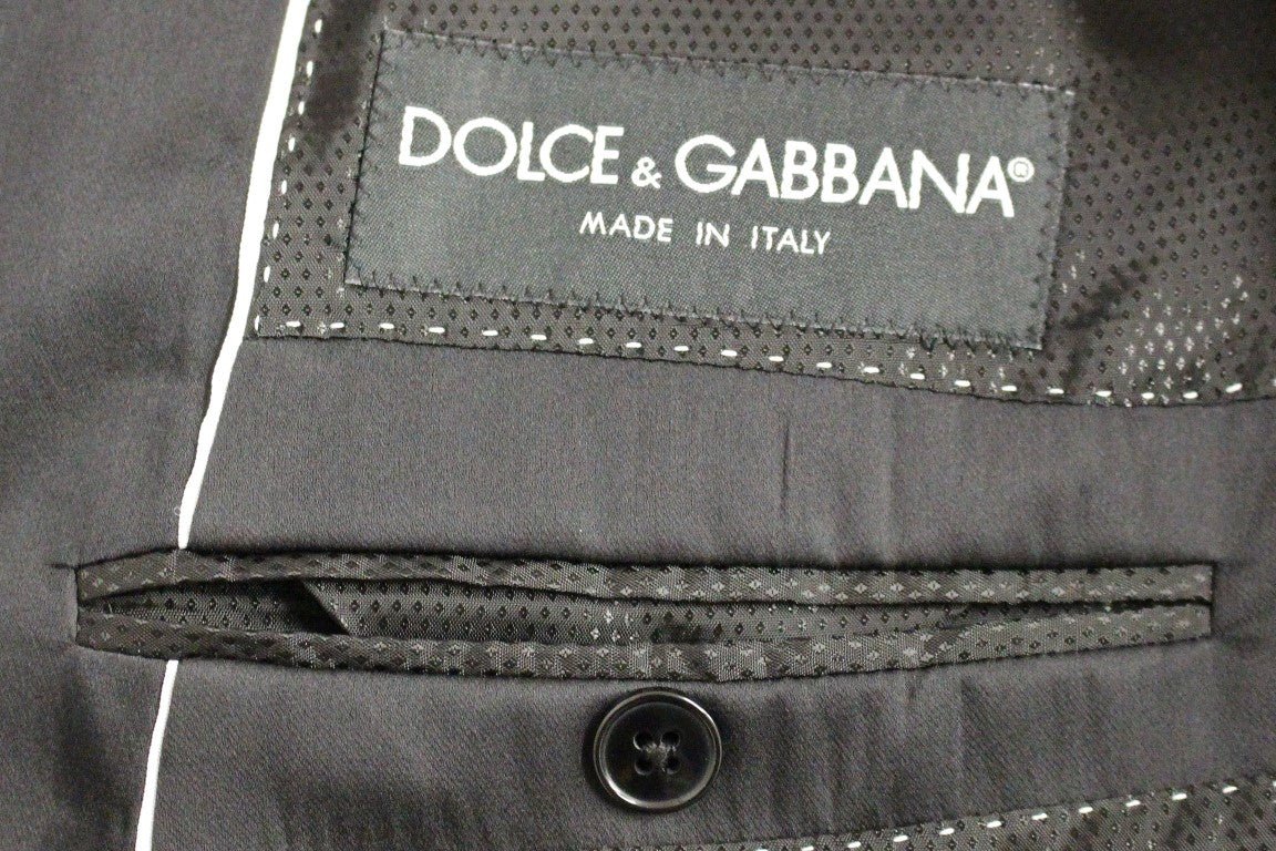 Dolce & Gabbana Elegant Black Striped Wool - Silk Blend Suit - Sandy Store ByNet