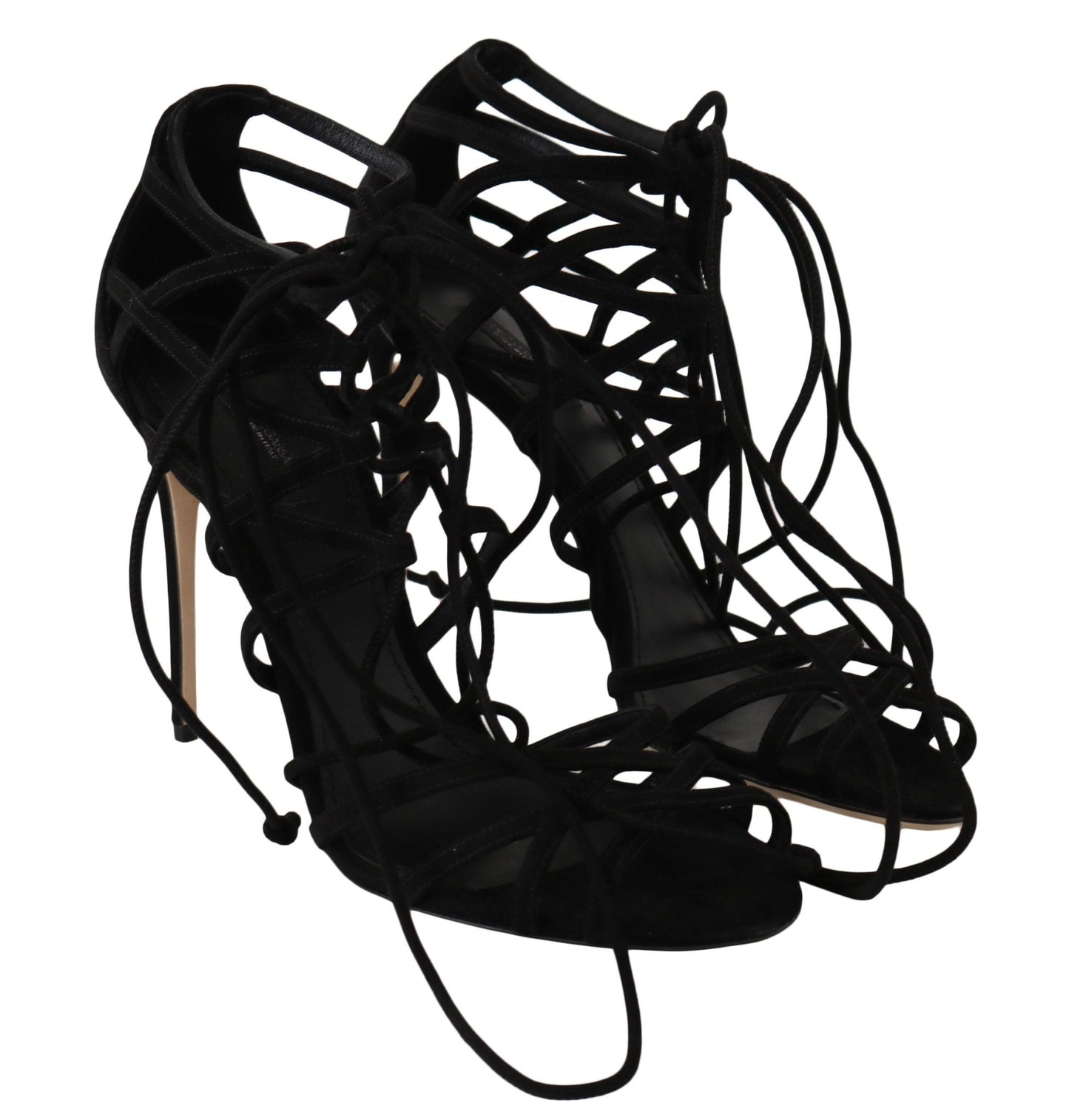 Dolce & Gabbana Elegant Black Suede Gladiator Stilettos - Sandy Store ByNet