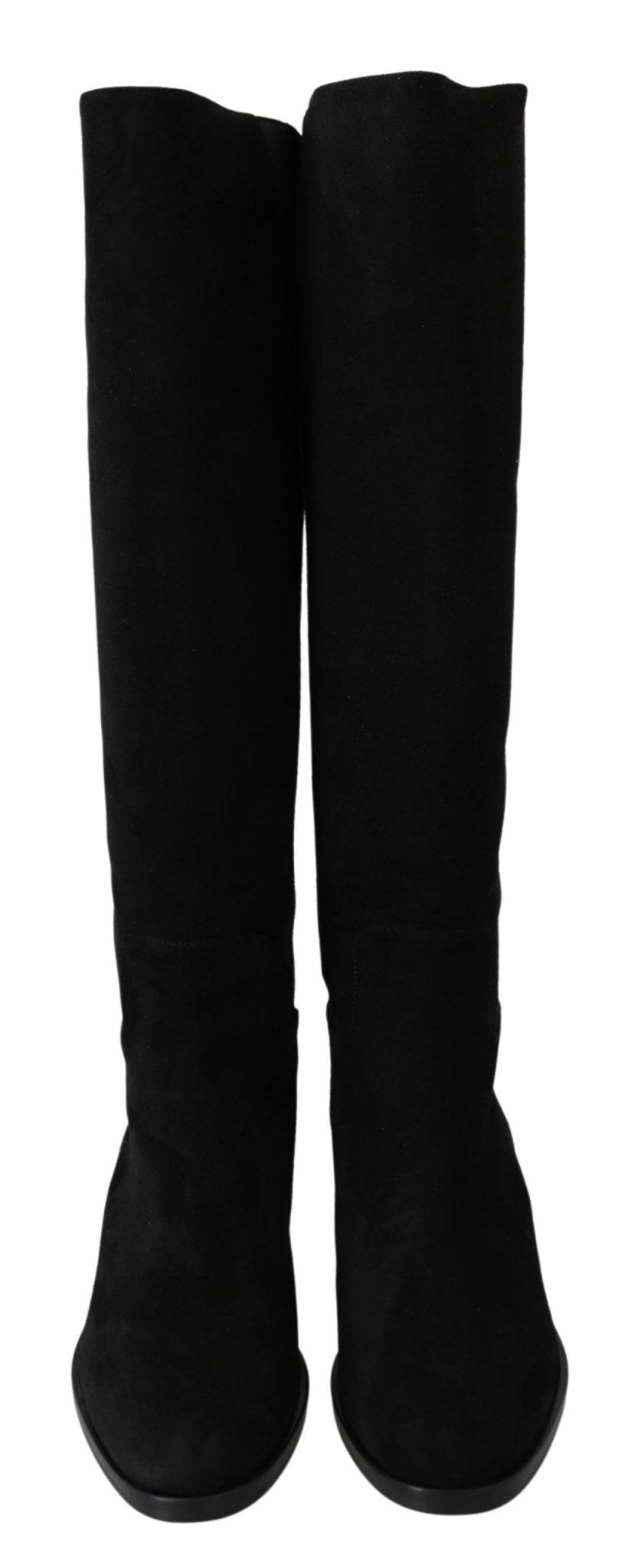 Dolce & Gabbana Elegant Black Suede Knee High Boots - Sandy Store ByNet