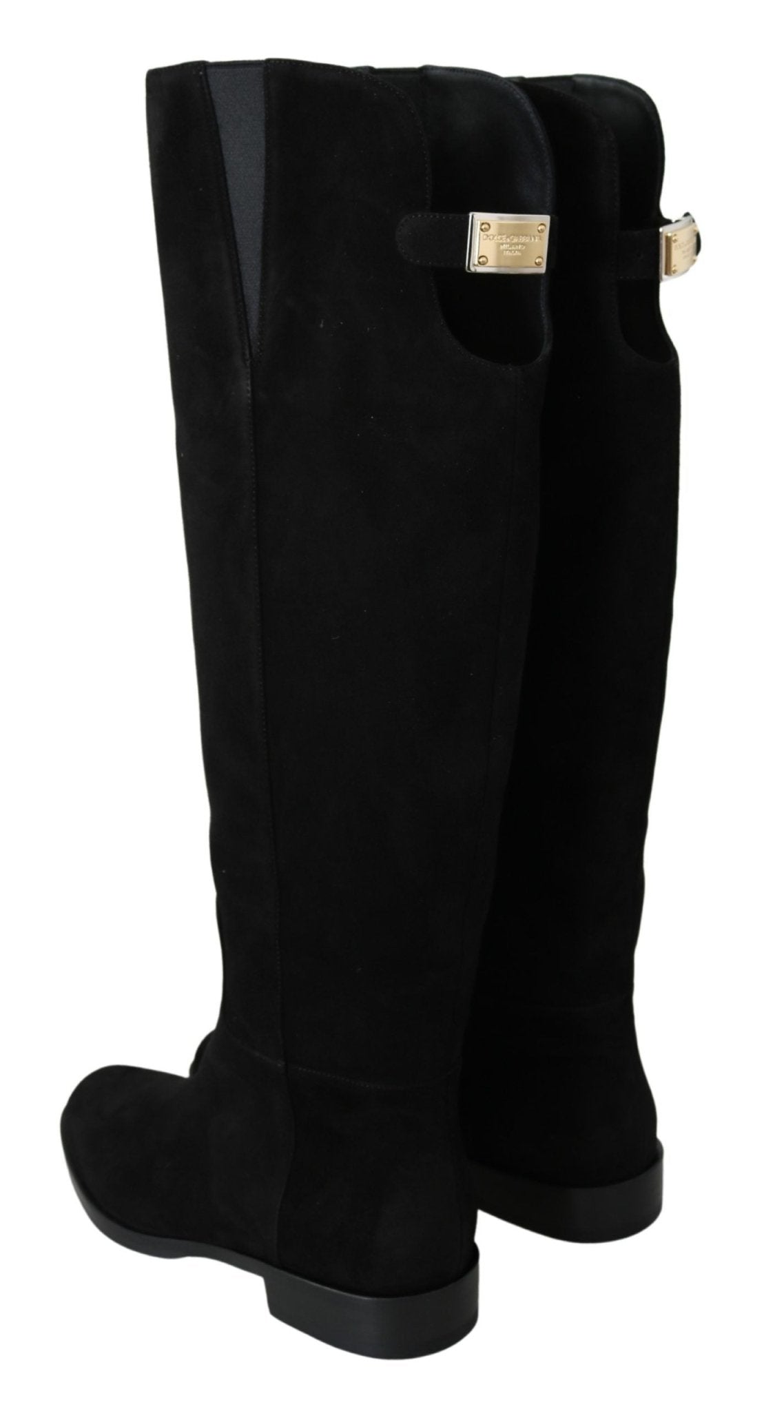 Dolce & Gabbana Elegant Black Suede Knee High Boots - Sandy Store ByNet