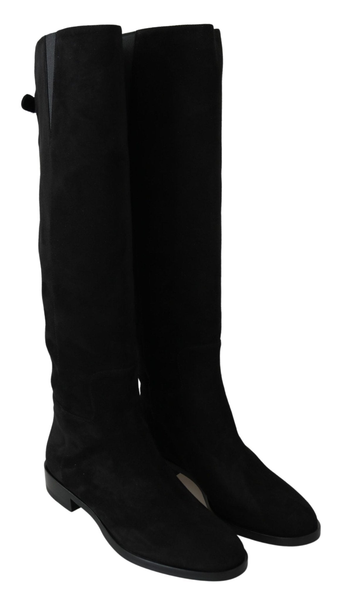 Dolce & Gabbana Elegant Black Suede Knee High Boots - Sandy Store ByNet