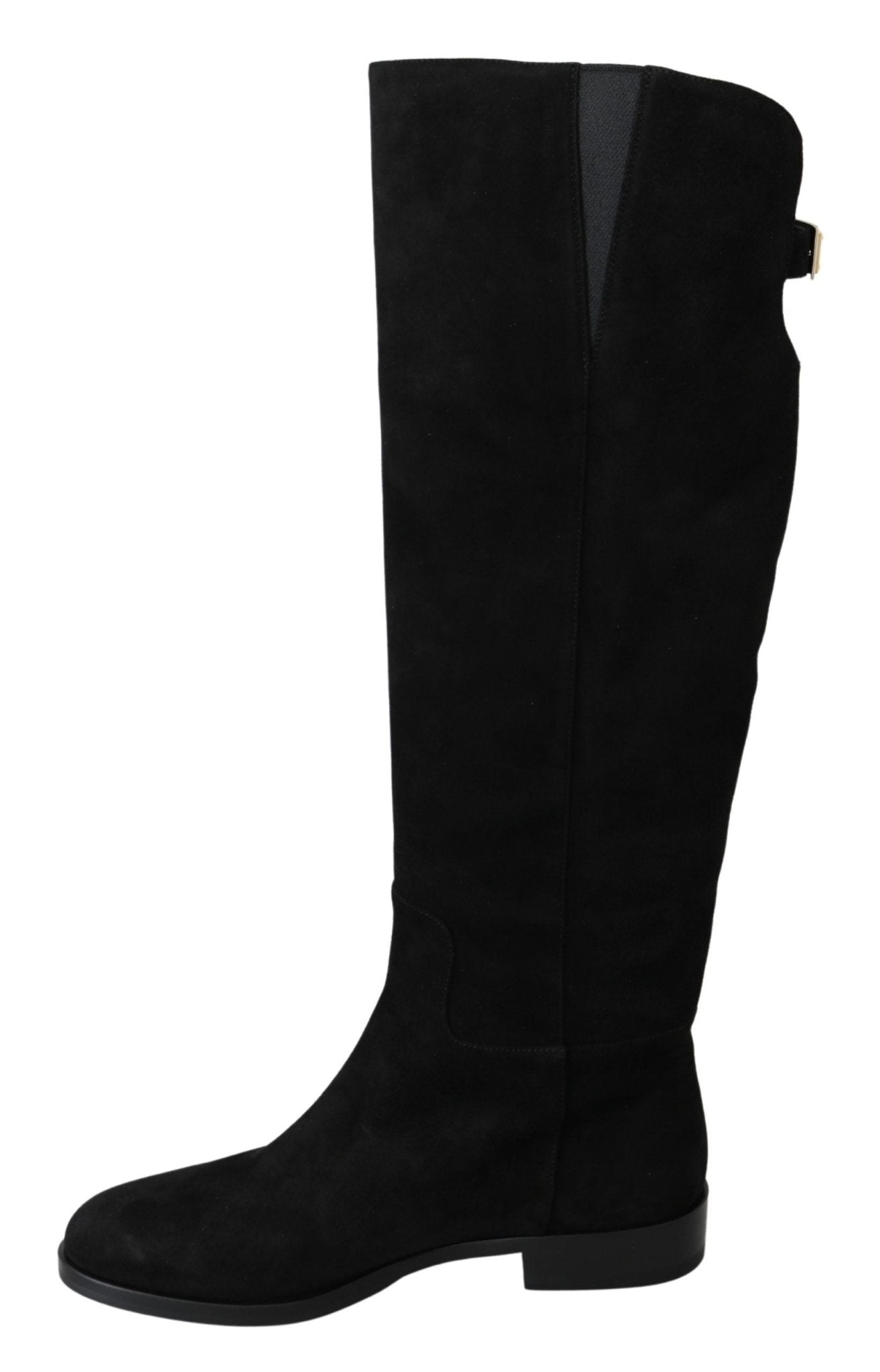 Dolce & Gabbana Elegant Black Suede Knee High Boots - Sandy Store ByNet