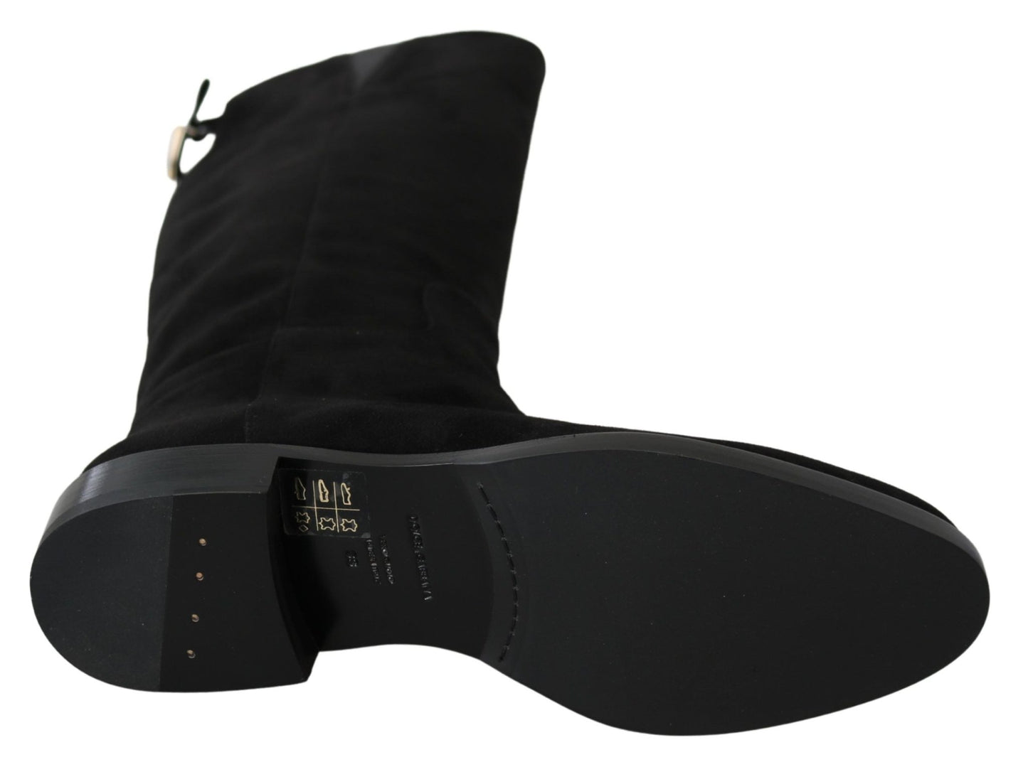 Dolce & Gabbana Elegant Black Suede Knee High Boots - Sandy Store ByNet